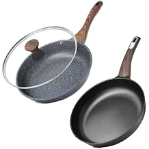 SENSARTE Nonstick Frying Pan Skillet, Non Stick Egg Pan Omelette Pans, Healthy Kitchen Cooking Chefs Pan with Lid, Free of Intentionally Added PFOA/PFOS, Induction Compatible, 8 Inch, Black