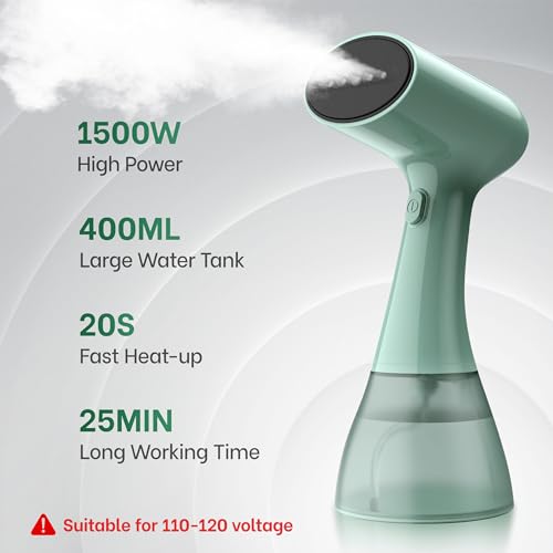 GS01 Handheld Clothes Steamer, 400ml Large Water Tank 1500W Fast Heat Up Portable Travel Wrinkle Remover — view 2