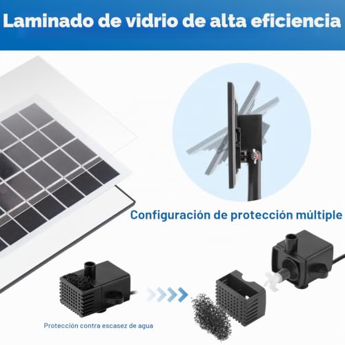 Bomba de agua solar LESOLEIL de 3,5 W, juego de 8 boquillas para oxigenar estanques y fuentes 4