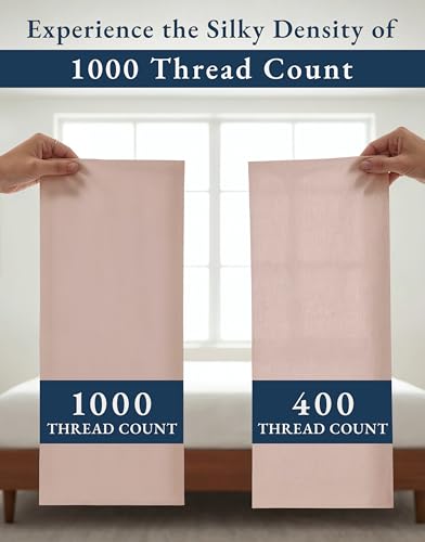 Image of LANE LINEN King Size Deep Pocket Sheets 100% Egyptian Cotton - Sepia Rose | King Bed Sheet Set - 4-Piece Set, 16 inch Deep-Pocket Snug Fit, 1000 Thread Count, Elevates A Master Suite, Luxe Sheen