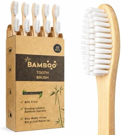 Bamboo Toothbrush Set – Eco-Friendly Wooden Toothbrushes, 10 Pack, Soft Bristles for Adults & Family image 2