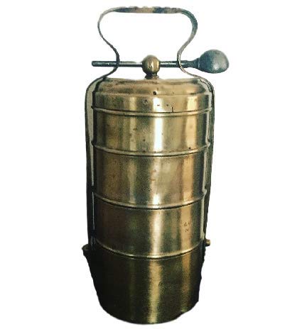 Homefabz Handmade Vintage Brass Tiffin Carrier (Lunch Box) with Aluminium Spoon : Amazon.in: Home & Kitchen