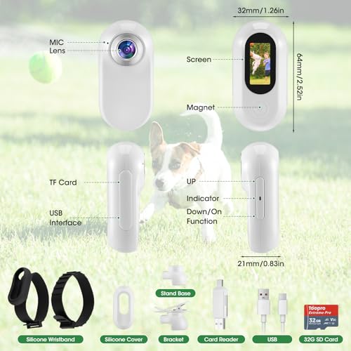1080P HD Katzen Kamera Halsband, Hundekamera Halsband mit 170° Weitwinkel & 32GB SD-Karte, Mini Sport Action Kamera Katzenkamera für Videoaufnahmen und Fotos Tierkamera für Katzen Hunde Tiergeschenk