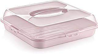 35cm Plastic Cake Saver with Handle Perfect to Keep Cakes Fresh (Square Ivory)