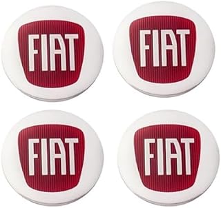 3D Car Wheel Hub Hub Cover Kit - 4 Pieces 56mm Paste - Compatible with Fiat Red
