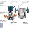 BOSCH 1617EVSPK Wood 12 Amp Router Tool Combo Kit - 2.25 Horsepower Plunge Router & Fixed Base with a Variable Speed&BOSCH 15 pc. Carbide-Tipped Wood Router Bit Set