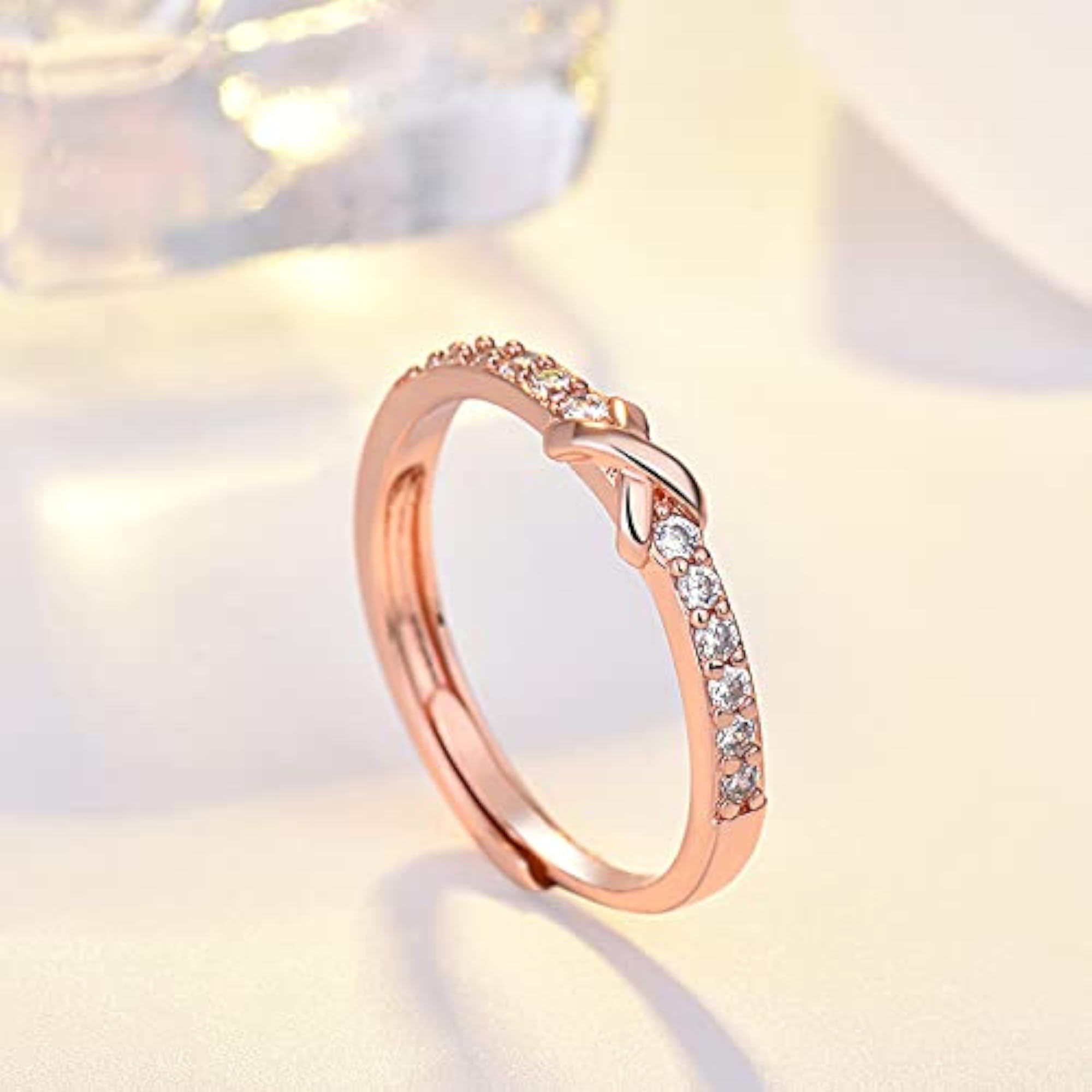 Stylish Rose Plated Solitaire Ring for Women
