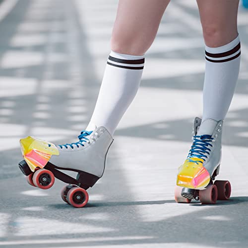 Soulchen 4 Pcs Toe Cap Guards Protectors Roller Skate Toe Guards for Quad Roller Skate (Glossy Pattern,Light Pink and Blue) - Thumbnail 6