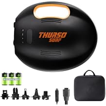 THURSO SURF 20PSI Rechargeable SUP Air Pump Digital Electric Paddle Board Pump 144W 4000mah Dual Stage Auto-Off Portable Inflation Deflation 12V DC Car Connector Battery Air Pump for Kayaks Boats