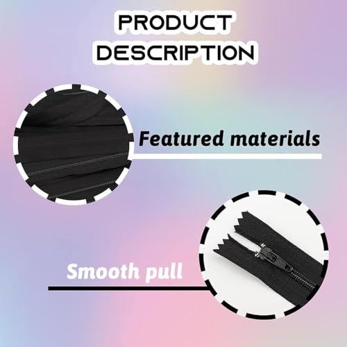 DOITM Reißverschluss Nylon Reißverschlüsse, 20cm lang, 2.5cm breit für Kleidung Tasche Mäppchen Kissenbezug, 10 Stück, Schwarz