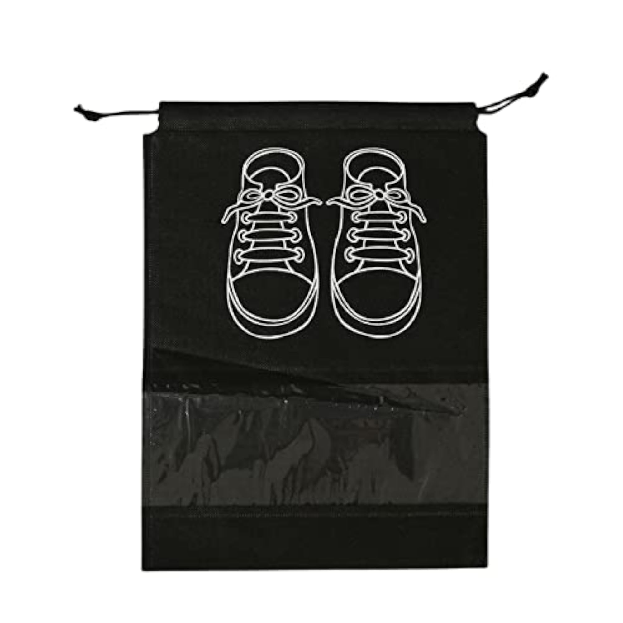 Travel Fabric Drawstring Shoe Storage Bag, Black 27X36Cm