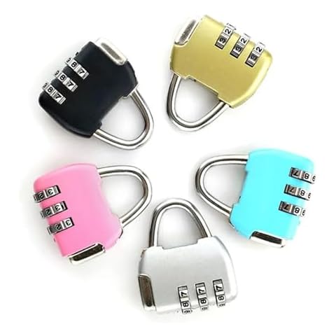 Zinc Alloy Travel Padlock Backpack Small Reset Suitcase Password Password Schoolbag Lock Mini 3 Password Combination 1Pcs(Pink) Cover