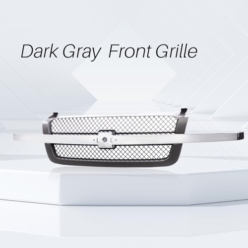 CarPartsDepot Front Grill Bright &Textured Dark Gray Grill Compatible With Chevrolet 2003-2006 Silverado 1500 2500 3500 & 2007 Silverado Classic GM1200474 88968933