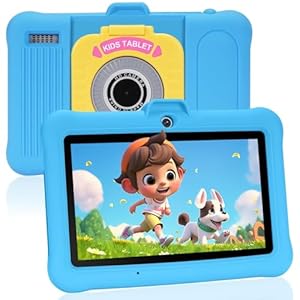 7 Inch Kids Tablet, Android 13 Tablet for Kids, 8 (3+5) GB RAM, 64GB ROM (TF 128GB), GMS Certified, Pre-Installed Apps, Parental Control, Toddler Tablets with WiFi, Shockproof Case with stand, Blue