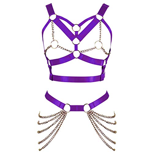 BBOHSS Damen Body Harness BH Punk Strumpfband Elastisch Verstellbarer BH...