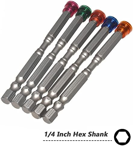 Saipor 5pcs Magnetic PH2 Phillips Cross Head Screwdriver Bit 1/4 Inch Hex Shank Depth Stop Drywall Screw Driver Drill Bits Screw Setter Bit, 100mm Length