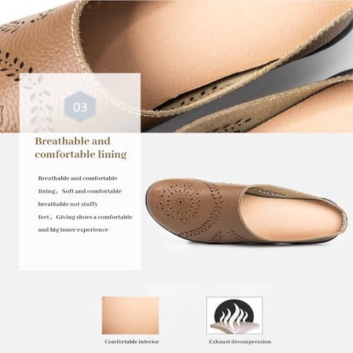 Owlkay Shoes for Women - All-Match Hollow Breathable Summer Flats, Slip-On Round Toe Non-Slip Softsole Lightweight Comfortable Orthotic Loafers for Women3