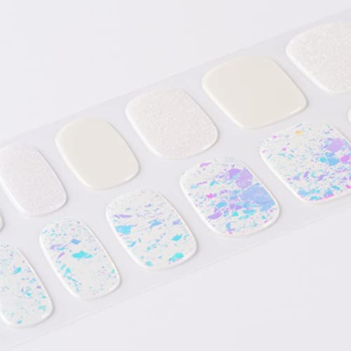Danni & Toni Semi Cured Gel Nail Strips (Adore Me) White Gel Nail Wraps Shimmer Nail Stickers 28 Stickers #TOP3