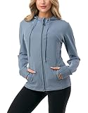 Petalroz Women's Athletic Full Zip Hoodie Jackets UV Sun Protection Long Sleeve Sport Workout Sweats