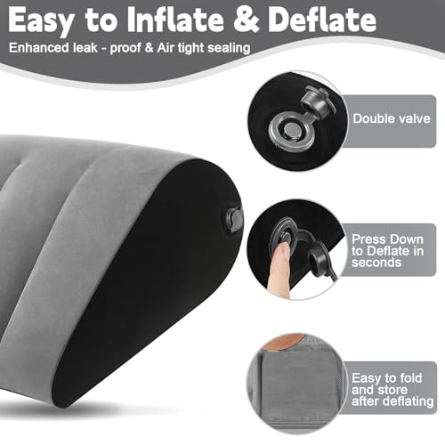 Inflatable Bed Wedge Pillow for Sleeping - Inflatable Wedge Pillow with Silk Eye Mask Set for Traveling,Leg Elevation,Back Support,Body Positioners,Lumbar Cushion for Post-Surgery Recovery,Camping Use by TheClover - Image 6