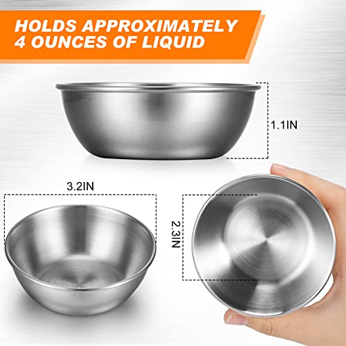 Tanlade 50 Pcs Metal Sauce Bowls Round Stainless Steel Seasoning Dishes Mini Saucers Dishes Plates Small Sushi Dipping Bowls Prep Appetizer Plates For Kitchen, 3.2 Inch (Silver) #TOP1
