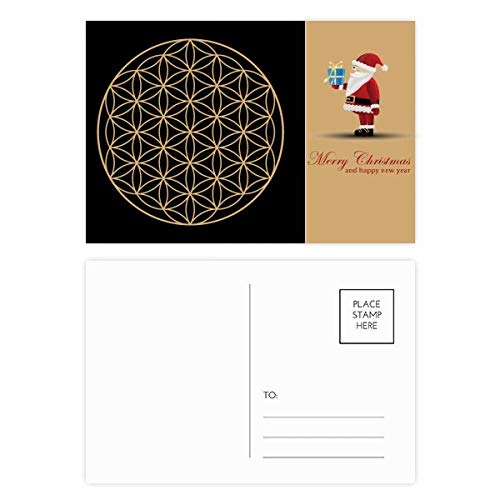 Cartes postales de Père Noël cercle géométrique à glisser sous les cadeaux