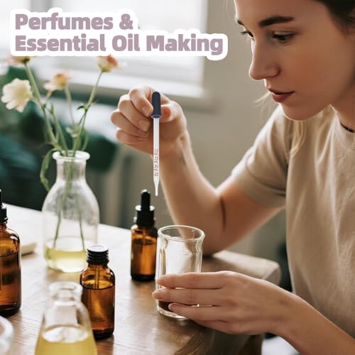 6 Pack Glass Pipette Dropper with Brush - Bent & Straight Tips, 1 ml Eye Droppers for Essential Oils, Lab, Crafts, Measuring and Transferring Liquids4