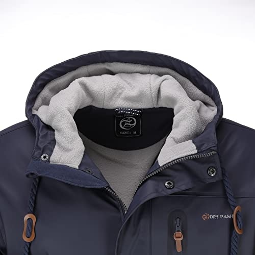 Dry Fashion Herren Regenjacke Bergen - Herrenjacke Regenmantel Männer Jacke Gefüttert Winddicht Wasserdicht in Navy Größe XL
