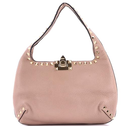 Valentino Garavani, Pre-Loved Rockstud Flip Lock Hobo Leather Small, Neutral