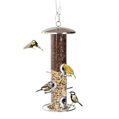 PROVIDE stainless steel Bird Seed Feeder,bird feeders for small birds,Easy Open wild Bird Feeders. Hanging Bird Feeder for black oil seed,Sunflower Heart and Mix Seed.Goldfinch Bird Feeding Station