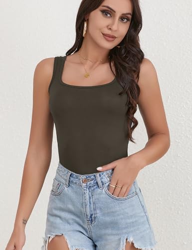 Image of BQTQ 5 Pack Women's Tank Tops Square Neck Sleeveless Ladies Tank Top Undershirts