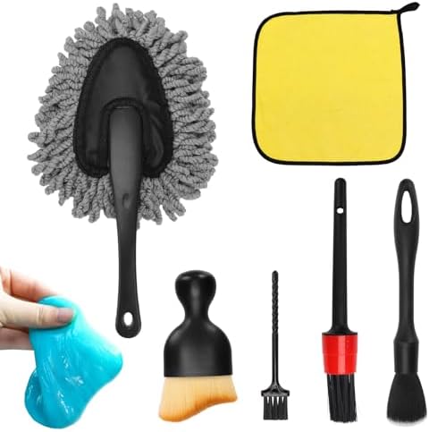 Car Interior Duster Detailing Brush Set Cleaning Gel Kit, Soft Mi...