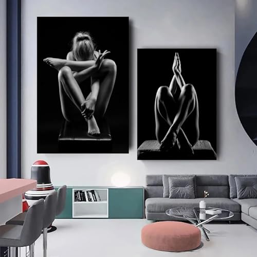 Art toile noir et blanc sexy de femmes pour decoration maison 70x100cm