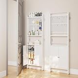 ABCOOL Behind Door Organizer Cabinet Shelf Rack, 2 Pegboard Panels for Garage and Garden Tool Storage, Tall Floor Standing Metal Organizers