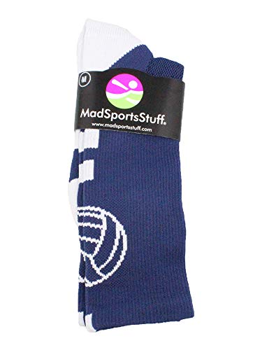 Madsportsstuff Volleyball Logo Crew Socks (Navy/White, Medium) #TOP1