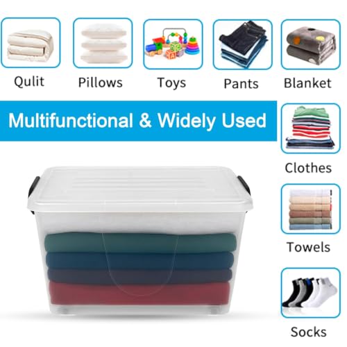 Image of Storite 5 Pack 27L Plastic Storage Box with Lid & Wheels|Kids Toys Organizer Bin|Clear Multipurpose Storage Container for Clothes, Books, Games, Bedroom, Playroom, Classroom & Office|44 x 33 x 25 cm