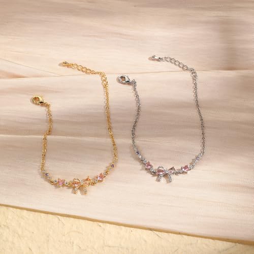 Bow Zircon Bracelet - Friendship Is Like A Bow For Women, Adjustable Ribbon Bow Beaded Chain White Pink CZ Friendship Bracelets To My Best Friend Fashion Gifts Jewelry2