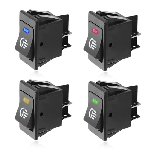 ZNDAW 4PCS Fog Light Toggle Rocker Switch, 12V 35A 4 Pin SPST ON Off LED Fog Light Rocker Switches, Universal Automotive Rear Front Fog Lamp Toggle Switch for Cars Trucks RVs Boats