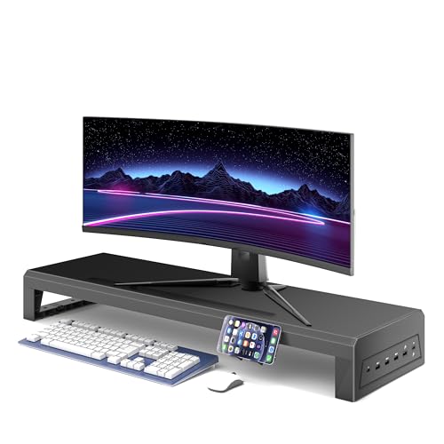 GECKOSTROLL Computer monitor stand Laptop Desk Shelf & Monitor Riser ,27.55 inches,22W charging , 2 USB 3.0 , and 1 USB 2.0, Monitors/PC/Laptop/Computer Space Saver Organizer ,Heavy Duty Gift Gaming Studio Office (USB Hub Fast Charging Version, 700mm) by GECKOSTROLL - Used condition - US$31.05