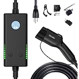 Qkcabo 100V-240V SAE J1772電気自動車 EV充電ケーブル、6A/8A/10A/13A/15A 電流調整可能 電気自動車用ポータブルPHEV/EV充電器、7.5メートル(第2世代)