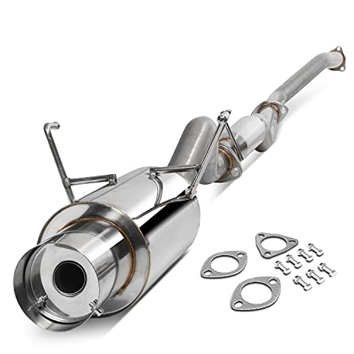 honda civic ex exhaust system - 4 inches Round Muffler Tip Stainless Steel Catback Exhaust System Compatible with Honda Civic EX 1.7L 01-05