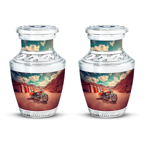 Image of Bike Urn Miniature Urns for Human Ashes 3 Inch 2 Qty | Memorial Urns Burial Decorative for Mom & Dad