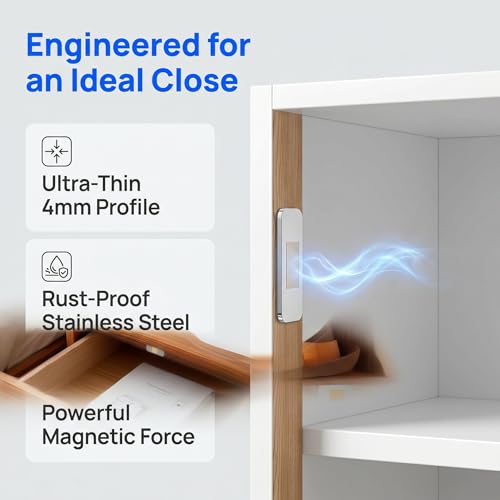 Image of 10 Pack Cabinet Magnets for Closure, Ultra Thin Invisible Cabinet Door Magnets, Kitchen Cabinet Magnets for Closure, Adhesive Drawer Magnets, Stainless Steel, Easy Install Double Sided Tape, 0.08in