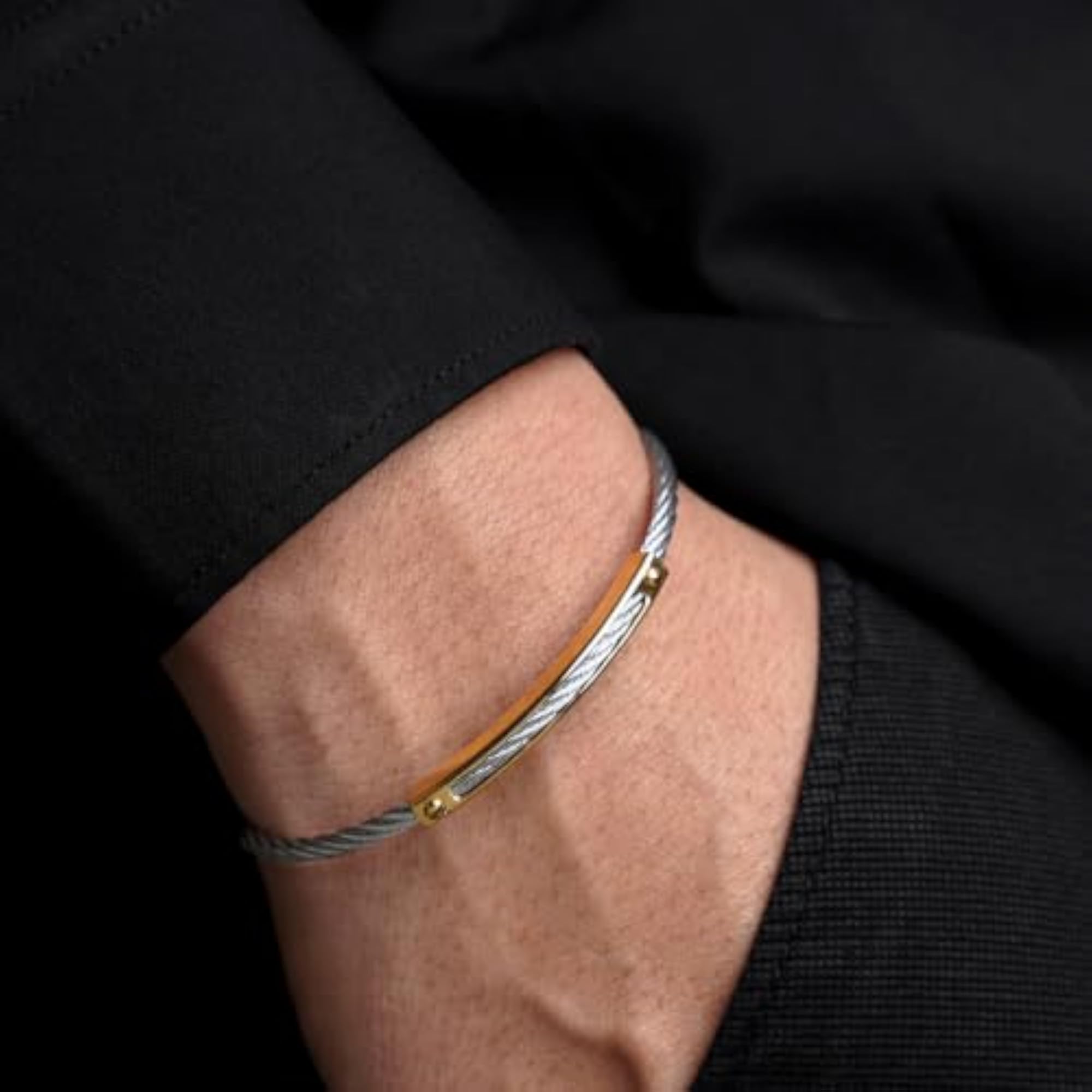 Men's Wire-Style Layered Contemporary Bracelet, Casual Wear