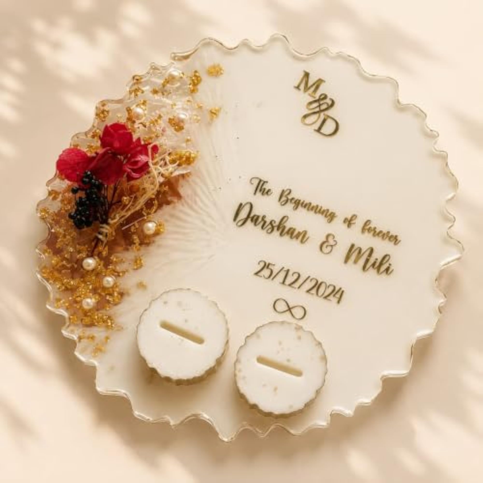 FAB'S Resin Engagement Ring Holder Tray, Elegant Wedding Display