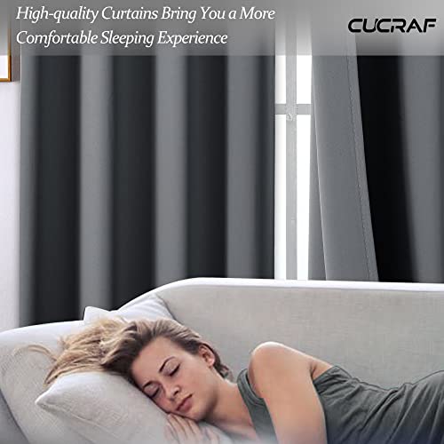 Cucraf Blackout Curtains 63 Inches Long, Room Darkening Window Curtain Panels, Rod Pocket Thermal Insulated Solid Drapes For Bedroom Living Room, 52X63Inch, Dark Grey, Set Of 2 Panels #TOP6