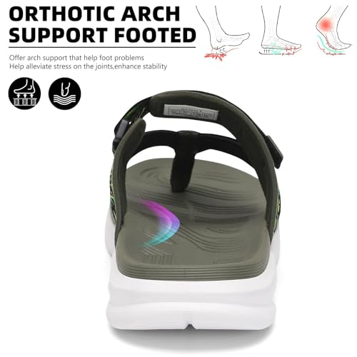 Image of Womens Platform Arch Support Flip Flops | Summer Wedge orthotic Slide Sandals footbed Thong Sandals for Pool Beach