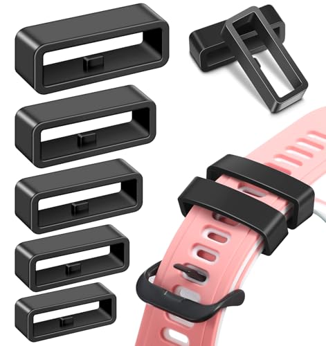 ValueBargain Watch Band Holder Loop, 10pcs Silicone Strap Keepers in Black for 18mm 20mm 22mm 24mm, and 26mm Watch Bands and Fitness Trackers