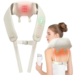 Joyset Nackenmassagegerät zur Schmerzlinderung, kabelloses Nacken- und Schultermassagegerät mit Wärmefunktion, 6D-Knetmassage (Shiatsu) für Beine und Körper, ideales Weihnachts- oder Geburtstagsgesche