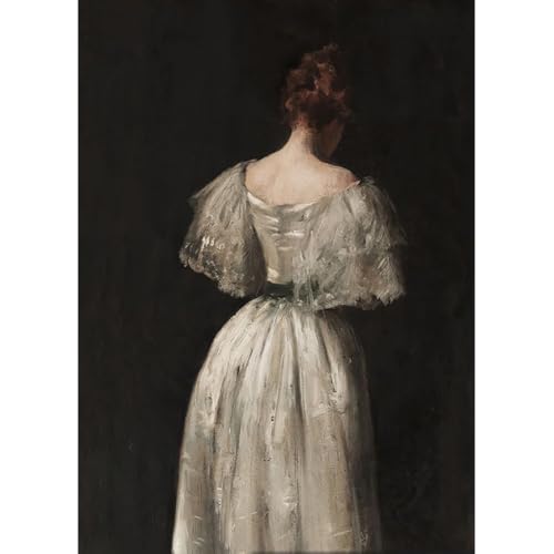 Toperfect 28 Hand Painted Victorian artworks by college teachers, antique wall decor, dark academia oil paintings on canvas, Woman Back, classic woman wall art moody for room decoration 2